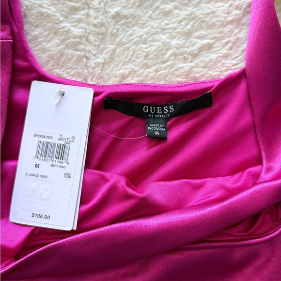 NWT Guess Fuchsia Satin Mini Dress-Medium - Picture 2 of 7